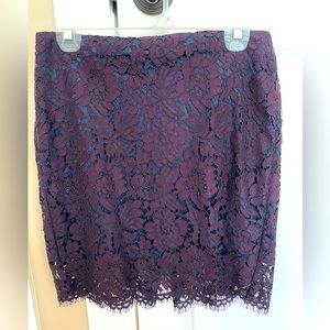 Stunning Lacey Mini Pencil Skirt in Purple and Navy- Banana Republic